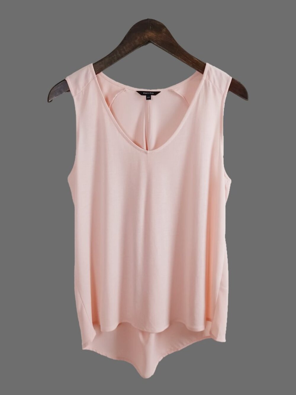 RW&CO. V-Neck Draped Back Semi-sheer Tank Top (M)